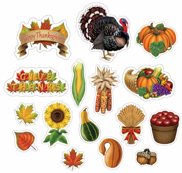 THANKSGIVING CUTOUTS 16/PKG 2 SIDED PRNT