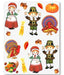 Pilgrim & Turkey Thanksgiving Stickers, 4 Sheets
