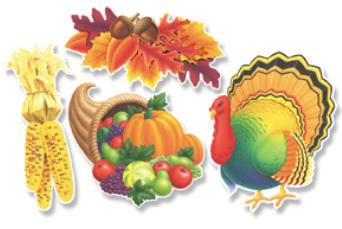 14-Inch Thanksgiving Cutouts, 4-Pack