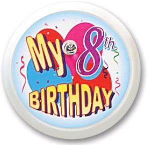 My 8th Birthday Blinking Button, 2 Inch