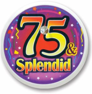 75 & Splendid 2-Inch Blinking Birthday Button