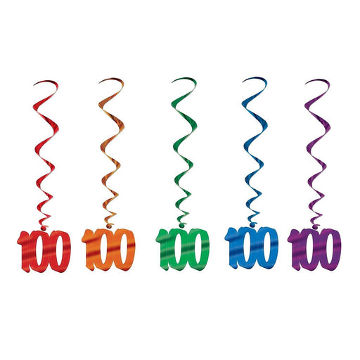 Centennial Celebration Multicolor Dangling Birthday Whirls (5/Pk)