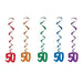 Golden Jubilee Celebration 50th Birthday Dangling Whirls in Multicolor Splendor (5/Pk)