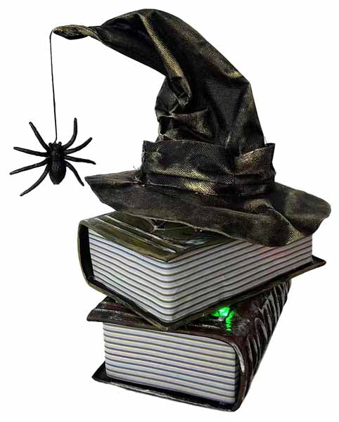 Animated Witch Hat on Books Tabletop Halloween Decoration
