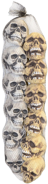 Bag of Skulls Halloween Decorations, 12 Pieces