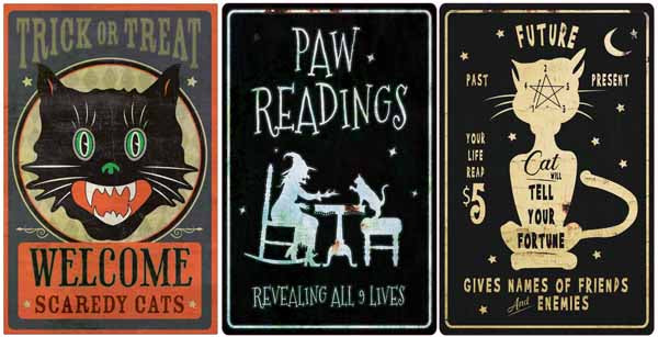 Cat-Themed Metal Sign, Assorted Designs