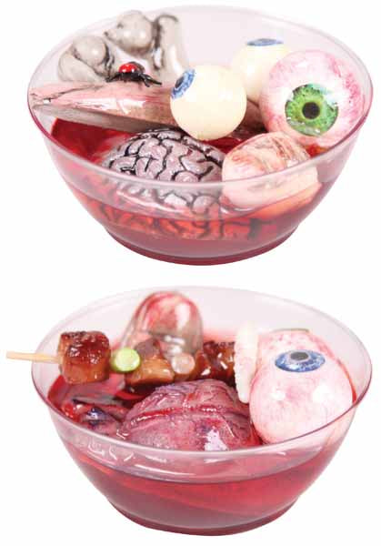 Faux Body Parts in a Bowl Halloween Decoration