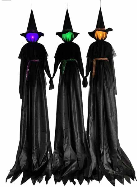 7 ft Light-Up Hanging Witch Halloween Decoration