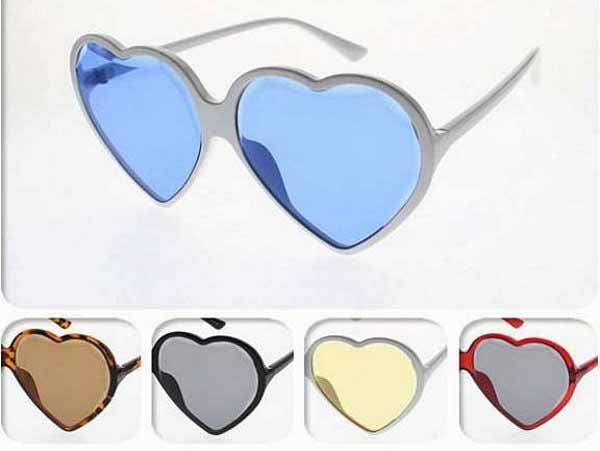 Large Heart-Shaped Sunglasses, 12 Pairs