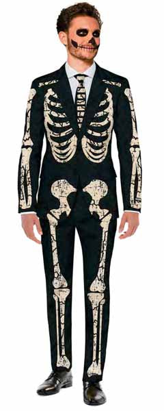 Suitmeister Men's Skeleton Grunge Black Suit, X-Large