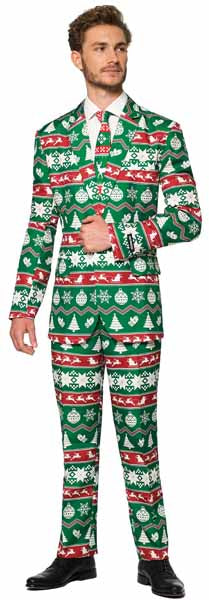 Suitmeister Men's Green Nordic Christmas Suit - Medium