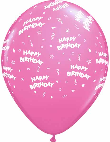 HAPPY BDAY ALL OVER 12" 50/BAG PINK