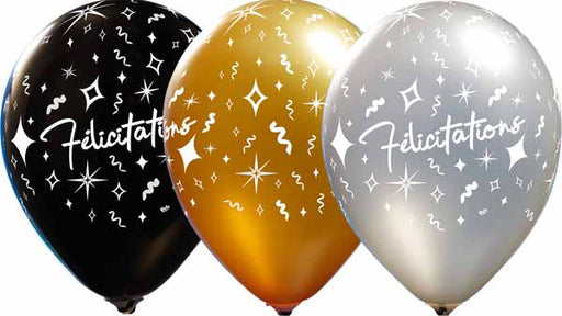 Félicitations 12-Inch All-Over Print Latex Balloons, 50 Pack