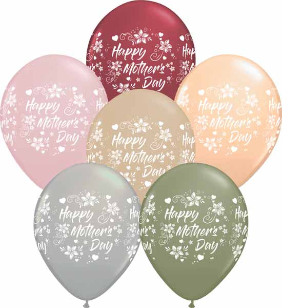 Happy Mother's Day Retro 12-Inch Latex Balloons, 50-Pack