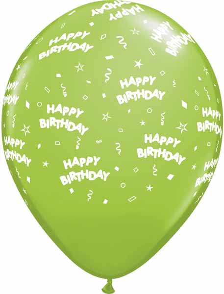 HAPPY BDAY ALL OVER 12" 50/BAG LIME