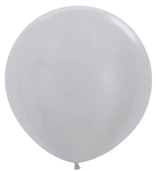 Sempertex Satin Silver 36 Inch Latex Balloons, 2 Pack