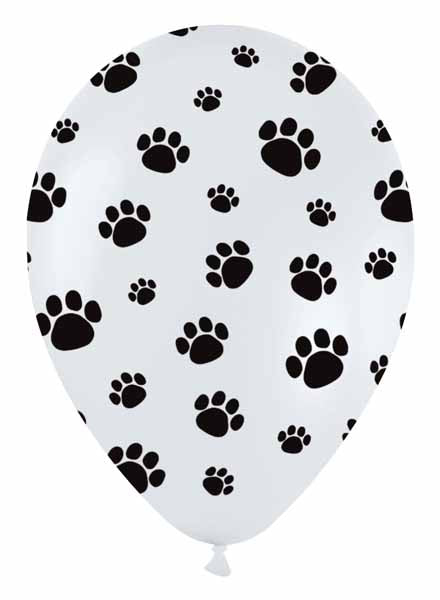 Sempertex White Paw Print 11-Inch Latex Balloons, 50 Count