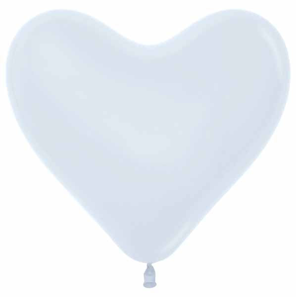 Sempertex White 12" Heart Latex Balloons, 50 Pack