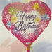 18” Happy Birthday Flower Heart Mylar Balloon (5/pk)