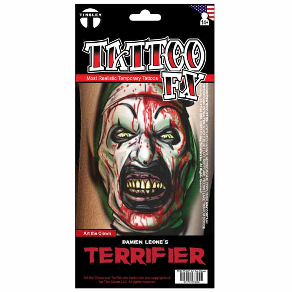 Tinsley Transfers Terrifier 3 Art the Clown Temporary Tattoo