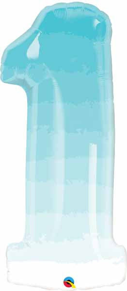 38-Inch Blue Ombre Number 1 Balloon