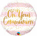 On Your Communion Pink 18-Inch Round Foil Balloon