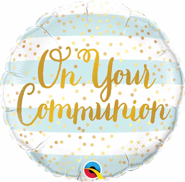 On Your Communion Blue 18" Round Foil Balloon
