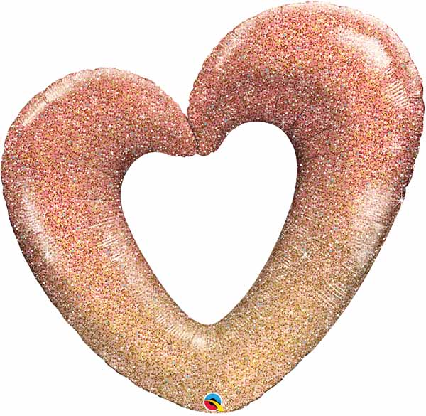 Rose Gold Glitter Heart Foil Balloon, 42 Inch