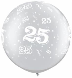 30-Inch Silver 25-A-Round Latex Balloons, 2-Pack
