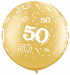30-Inch Gold 50 All-Around Latex Balloons, 2 Pack