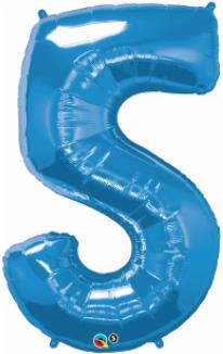 34-Inch Sapphire Blue Number 5 Balloon