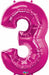 34-Inch Magenta Number 3 Balloon
