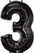 Black Number 3 Balloon, 34 Inch