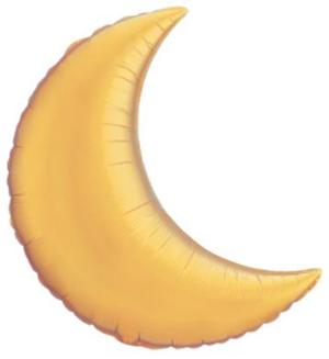 Gold Crescent Moon Foil Balloon, 35 Inch
