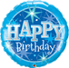 Blue Sparkle Birthday Round Foil Balloon, 36 Inch