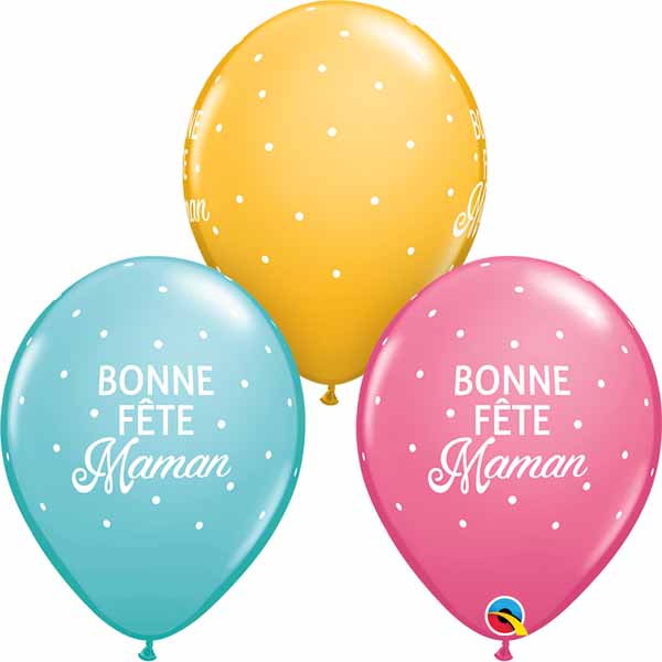Bonne Fête Maman 11-Inch Printed Latex Balloons, 50 Pack