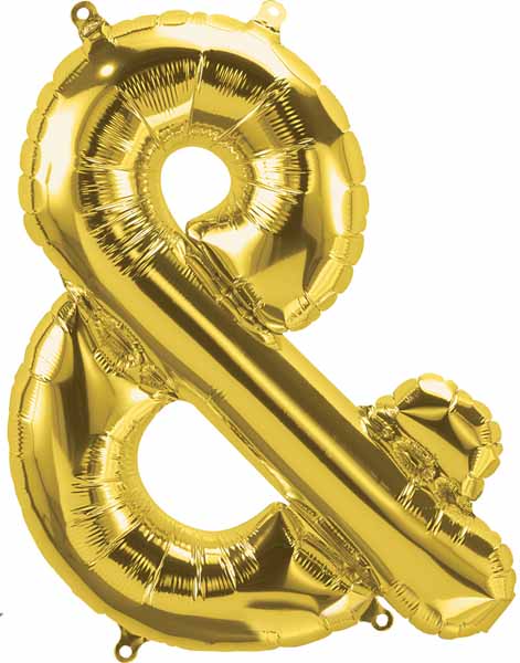 16-Inch Gold Ampersand Symbol Balloon