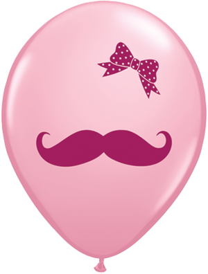 MUSTACHE & RIBBON 11" PINK 50/BAG ¢