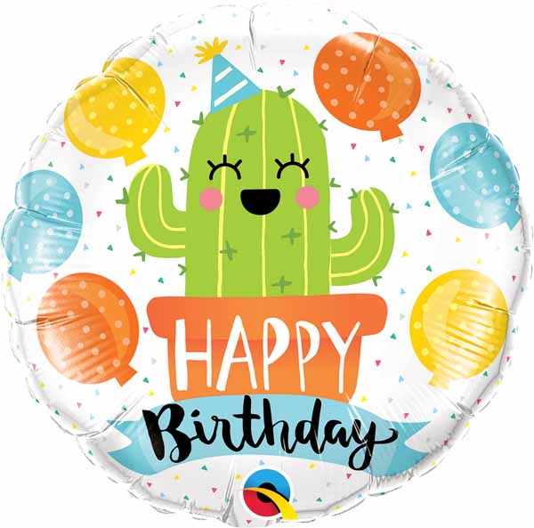 Birthday Party Cactus 18-Inch Round Foil Balloon