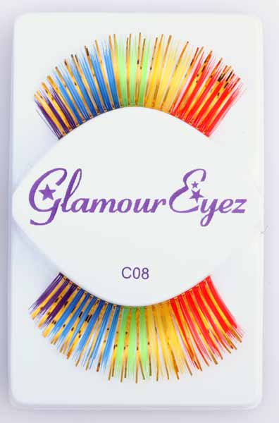 Glamour Eyez Rainbow False Eyelashes with Gold