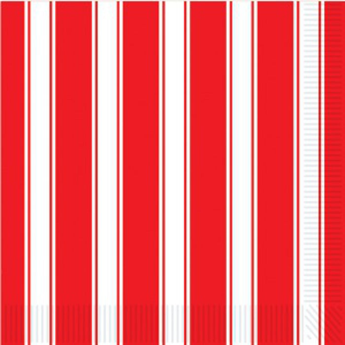 Red & White Stripes Luncheon Napkins - 50/PK