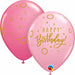Radiant Rose Celebration 11″ Birthday Sparkles & Dots Latex Balloons in Pink (50/Pk)