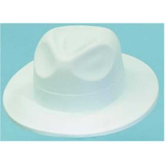 White Velour Plastic Fedoras (48/Pk)