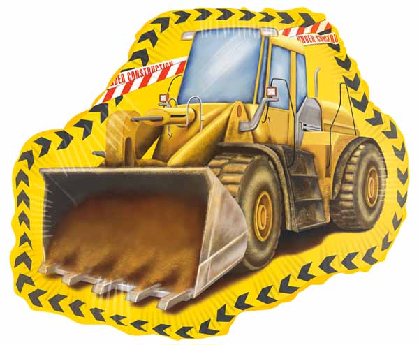 Yellow construction dozer foil balloons for a truck-themed birthday party