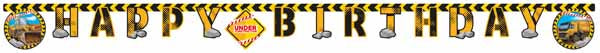 Construction truck Happy Birthday paper banner