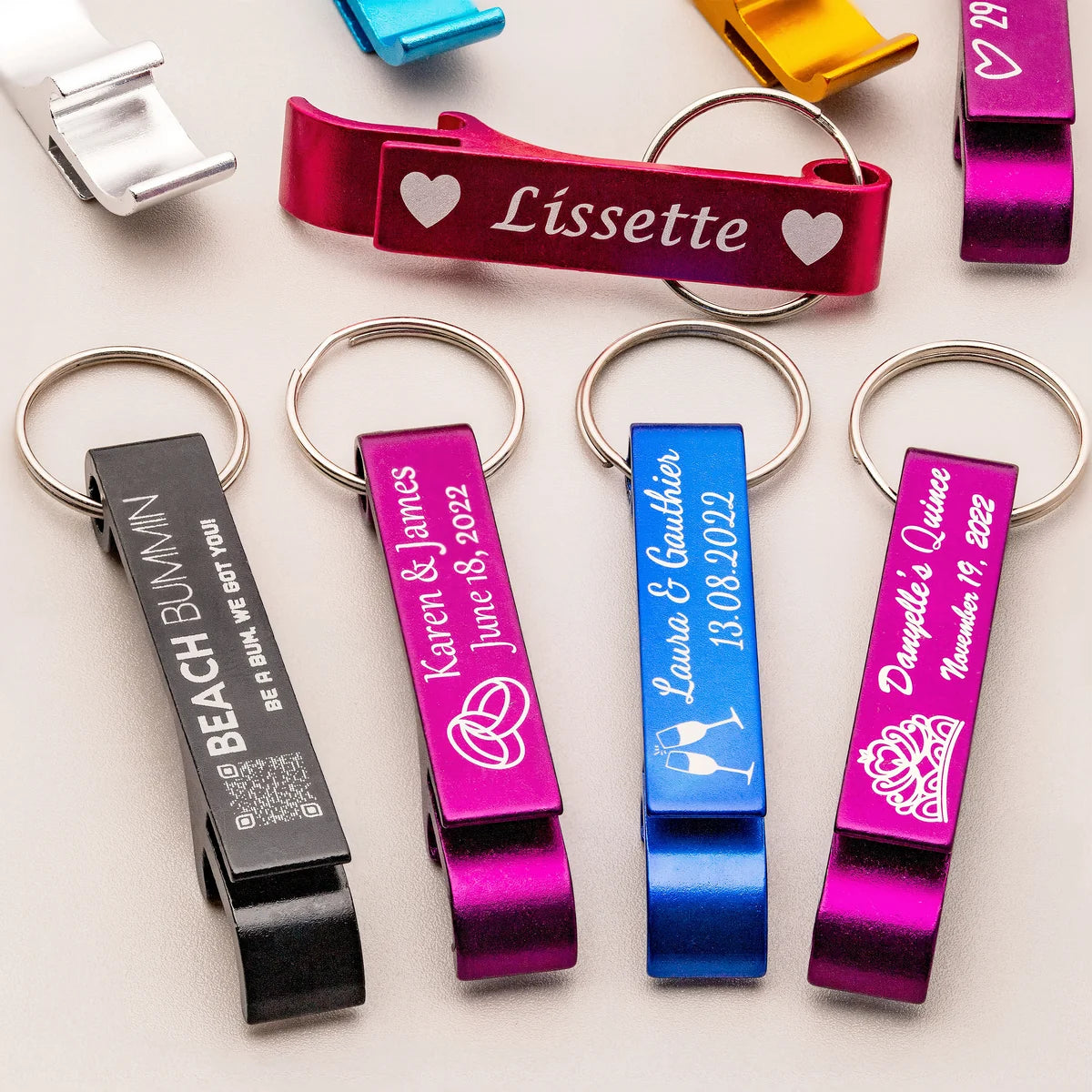 Personalized keychain bottle opener party favors